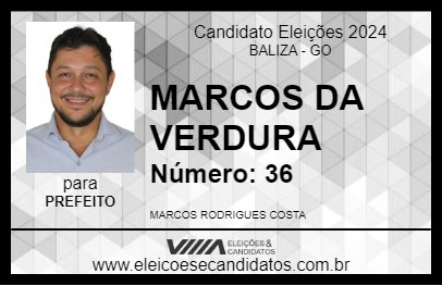 Candidato MARCOS DA VERDURA 2024 - BALIZA - Eleições