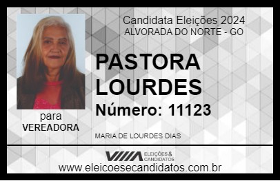 Candidato PASTORA LOURDES 2024 - ALVORADA DO NORTE - Eleições