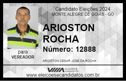 Candidato ARIOSTON ROCHA 2024 - MONTE ALEGRE DE GOIÁS - Eleições