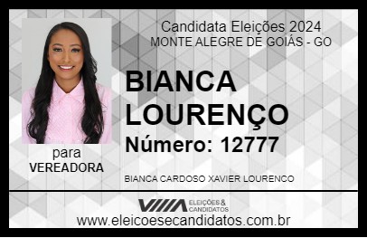 Candidato BIANCA LOURENÇO 2024 - MONTE ALEGRE DE GOIÁS - Eleições