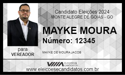 Candidato MAYKE MOURA 2024 - MONTE ALEGRE DE GOIÁS - Eleições