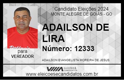 Candidato ADAILSON DE LIRA 2024 - MONTE ALEGRE DE GOIÁS - Eleições