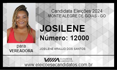 Candidato JOSILENE 2024 - MONTE ALEGRE DE GOIÁS - Eleições