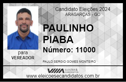 Candidato PAULINHO PIABA 2024 - ARAGARÇAS - Eleições