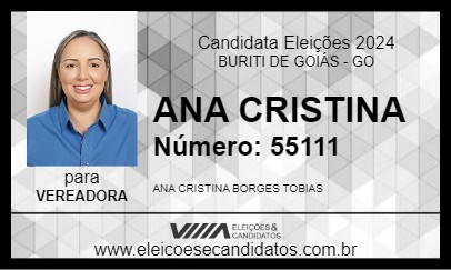 Candidato ANA CRISTINA 2024 - BURITI DE GOIÁS - Eleições