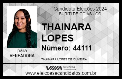 Candidato THAINARA LOPES 2024 - BURITI DE GOIÁS - Eleições