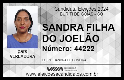 Candidato SANDRA FILHA DO JOELÃO 2024 - BURITI DE GOIÁS - Eleições