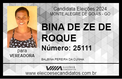 Candidato BINA DE ZE DE ROQUE 2024 - MONTE ALEGRE DE GOIÁS - Eleições