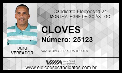 Candidato CLOVES 2024 - MONTE ALEGRE DE GOIÁS - Eleições