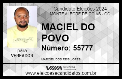 Candidato MACIEL DO POVO 2024 - MONTE ALEGRE DE GOIÁS - Eleições