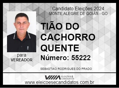 Candidato TIÃO DO CACHORRO QUENTE 2024 - MONTE ALEGRE DE GOIÁS - Eleições