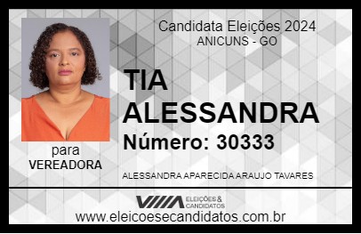 Candidato TIA ALESSANDRA 2024 - ANICUNS - Eleições