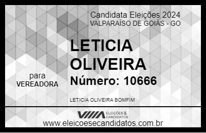 Candidato LETICIA OLIVEIRA 2024 - VALPARAÍSO DE GOIÁS - Eleições