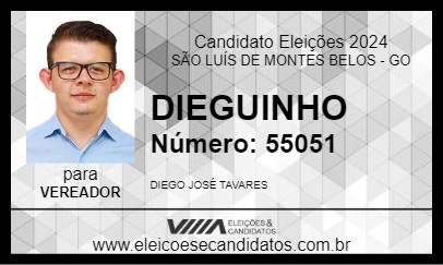 Candidato DIEGUINHO 2024 - SÃO LUÍS DE MONTES BELOS - Eleições