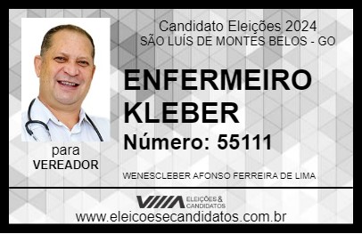 Candidato ENFERMEIRO KLEBER 2024 - SÃO LUÍS DE MONTES BELOS - Eleições