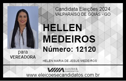 Candidato HELLEN MEDEIROS 2024 - VALPARAÍSO DE GOIÁS - Eleições