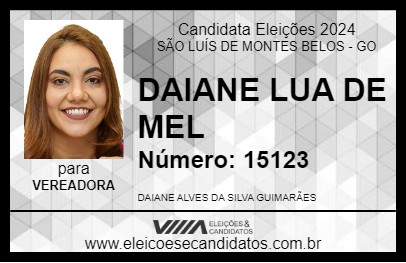 Candidato DAIANE LUA DE MEL 2024 - SÃO LUÍS DE MONTES BELOS - Eleições