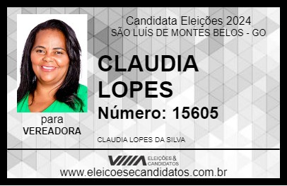 Candidato CLAUDIA LOPES 2024 - SÃO LUÍS DE MONTES BELOS - Eleições