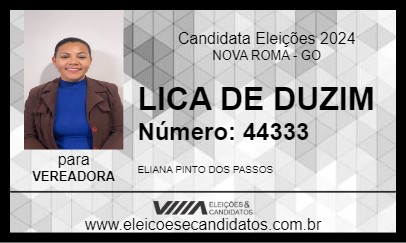 Candidato LICA DE DUZIM 2024 - NOVA ROMA - Eleições