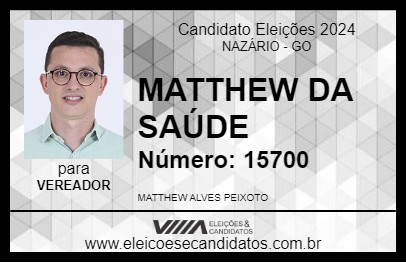 Candidato MATTHEW DA SAÚDE 2024 - NAZÁRIO - Eleições