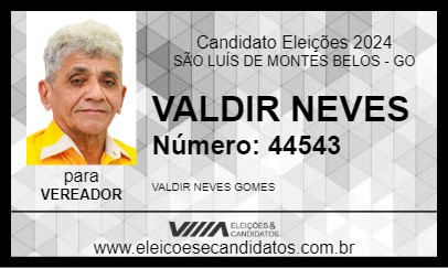 Candidato VALDIR NEVES 2024 - SÃO LUÍS DE MONTES BELOS - Eleições