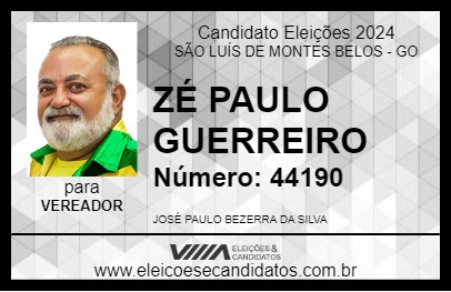 Candidato ZÉ PAULO GUERREIRO 2024 - SÃO LUÍS DE MONTES BELOS - Eleições