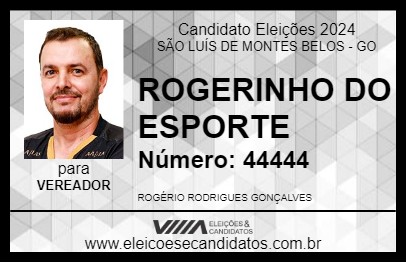 Candidato ROGERINHO DO ESPORTE 2024 - SÃO LUÍS DE MONTES BELOS - Eleições