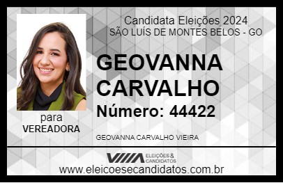 Candidato GEOVANNA CARVALHO 2024 - SÃO LUÍS DE MONTES BELOS - Eleições