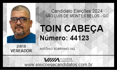 Candidato TOIN CABEÇA 2024 - SÃO LUÍS DE MONTES BELOS - Eleições