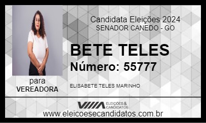 Candidato BETE TELES 2024 - SENADOR CANEDO - Eleições