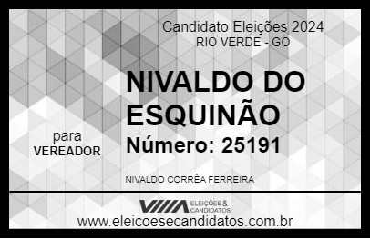 Candidato NIVALDO DO ESQUINÃO 2024 - RIO VERDE - Eleições