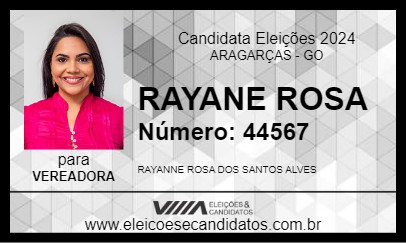 Candidato RAYANNE ROSA 2024 - ARAGARÇAS - Eleições