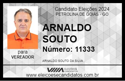 Candidato ARNALDO SOUTO 2024 - PETROLINA DE GOIÁS - Eleições