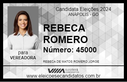 Candidato REBECA ROMERO 2024 - ANÁPOLIS - Eleições