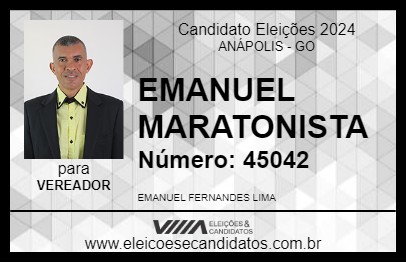 Candidato EMANUEL MARATONISTA 2024 - ANÁPOLIS - Eleições