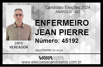 Candidato ENFERMEIRO JEAN PIERRE 2024 - ANÁPOLIS - Eleições