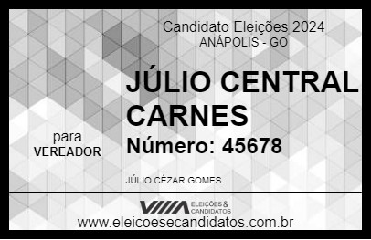 Candidato JÚLIO CENTRAL CARNES 2024 - ANÁPOLIS - Eleições