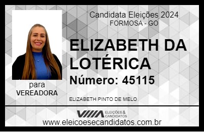 Candidato ELIZABETH DA LOTÉRICA 2024 - FORMOSA - Eleições