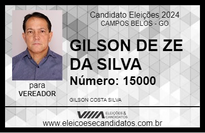 Candidato GILSON DE ZE DA SILVA 2024 - CAMPOS BELOS - Eleições