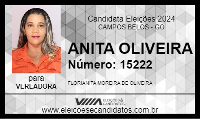 Candidato ANITA OLIVEIRA 2024 - CAMPOS BELOS - Eleições