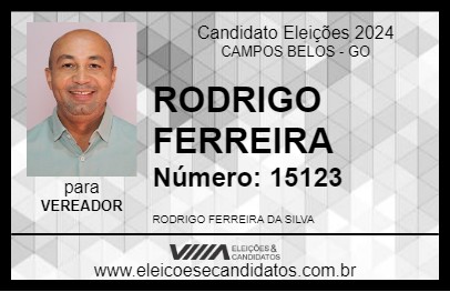 Candidato RODRIGO FERREIRA 2024 - CAMPOS BELOS - Eleições