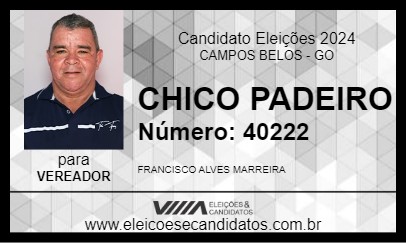 Candidato CHICO PADEIRO 2024 - CAMPOS BELOS - Eleições