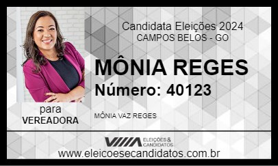 Candidato MÔNIA REGES 2024 - CAMPOS BELOS - Eleições