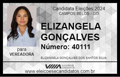 Candidato ELIZANGELA GONÇALVES 2024 - CAMPOS BELOS - Eleições