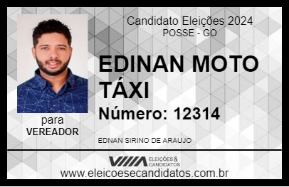 Candidato EDINAN MOTO TÁXI 2024 - POSSE - Eleições