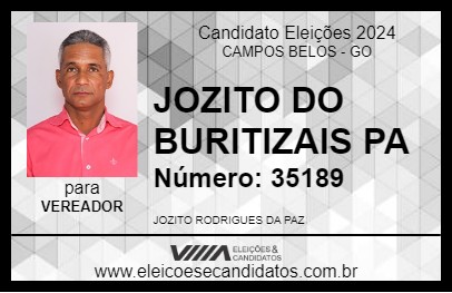 Candidato JOZITO DO BURITIZAIS PA 2024 - CAMPOS BELOS - Eleições