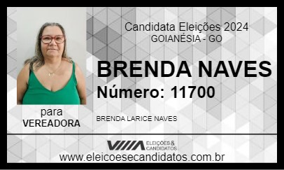 Candidato BRENDA NAVES 2024 - GOIANÉSIA - Eleições