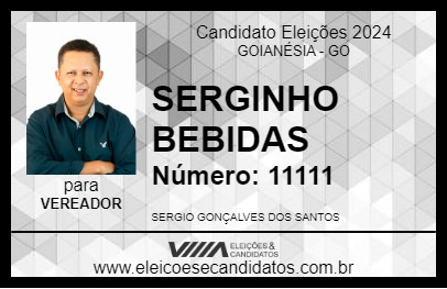 Candidato SERGINHO BEBIDAS 2024 - GOIANÉSIA - Eleições