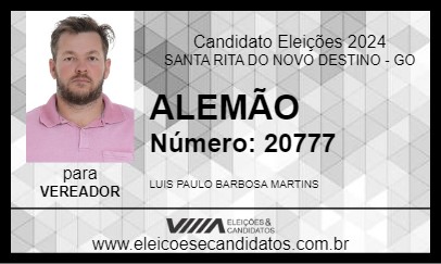 Candidato ALEMÃO 2024 - SANTA RITA DO NOVO DESTINO - Eleições