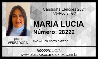 Candidato MARIA LUCIA 2024 - ANÁPOLIS - Eleições